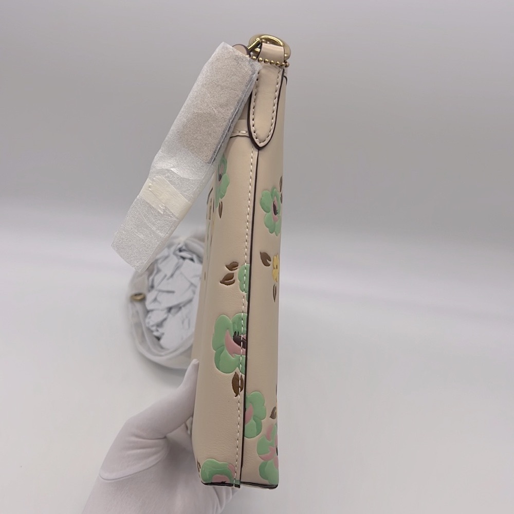 Coach Kitt Messenger Crossbody With Floral Print Brass/Ivory Multi - Picture 3 of 16